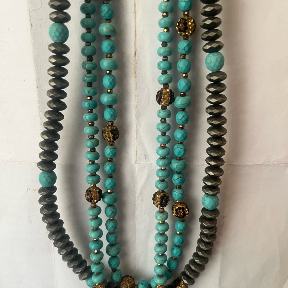 Turquoise and Black Beaded Necklace